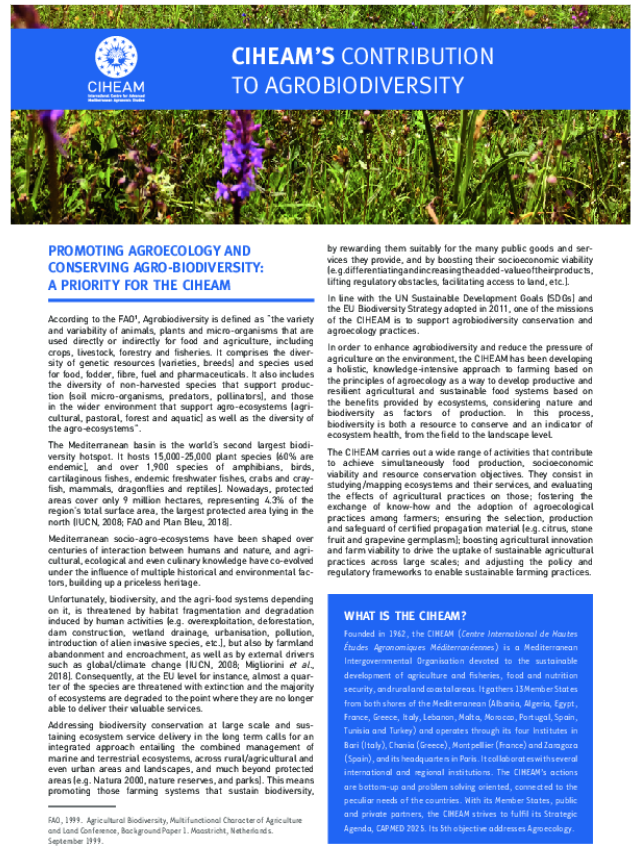 CIHEAM'S CONTRIBUTION TO AGROBIODIVERSITY - CIHEAM